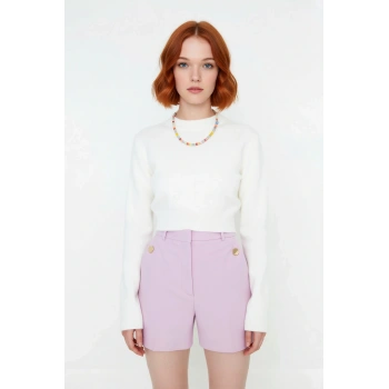 Kadın Fitted Crop Akrilik Bisiklet Yaka Uzun Kollu Triko Kazak İlkbahar Sonbahar Kış Şıklığı