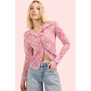 Kadın Fitted Regular Boy Tül Gömlek; Yazın Nefes Alan Şıklığı Günlük Kullanım Modern Tasarım