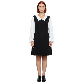 Kadın Gardırobunuzun Vazgeçilmezi A Line Midi Tüvit Dokuma Gömlek Yaka Uzun Kollu Elbise Kaliteli