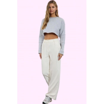 Kadın Geniş Paça Dokuma Pantolon Yüksek Bel Casual Günlük Hafta Sonu Yaz Aylarının Vazgeçilmezi