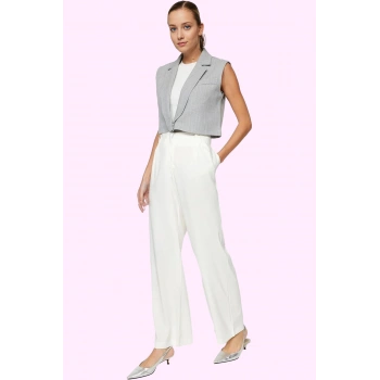 Kadın Geniş Paça Pantolon Wide Leg Kalıp Dokuma Krep Kumaş Rahat Günlük Yaz Aylarının Vazgeçilmezi