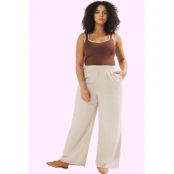 Kadın Geniş Paça Relaxed Pantolon Pamuk Günlük Kullanım için Hafta Sonu Yaz Aylarının Vazgeçilmezi