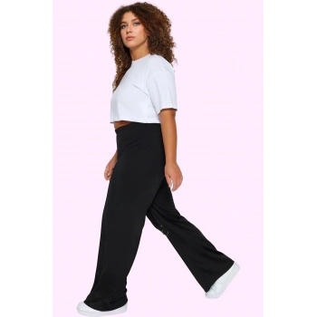 Kadın Geniş Paça Yüksek Bel Örme Pantolon Rahat Günlük Stil Hafta Sonu Yaz Aylarının Vazgeçilmezi