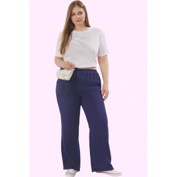 Kadın Geniş Paça Yüksek Bel Pantolon Düz Desenli Rahat Günlük Kullanım Yaz Aylarının Vazgeçilmezi