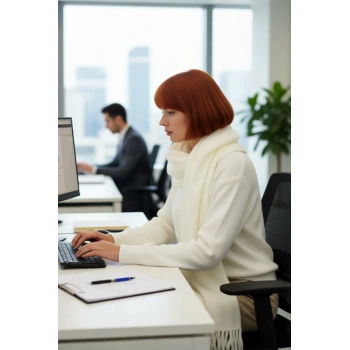 Kadın Günlük Akrilik Triko Kazak Şal Detayıyla Regular Kalıp Bisiklet Yaka Düşük Kol Kış Kaliteli