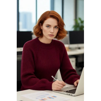 Kadın Günlük Giyim İçin Modern Fitted Triko Kazak Dik Yaka Uzun Kollu Kış Konforu Sağlar Kaliteli