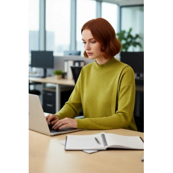 Kadın Günlük Giyim İçin Regular Kalıp Ribana Dokulu Tesettür Triko Kazak Uzun Kollu Ve Şık