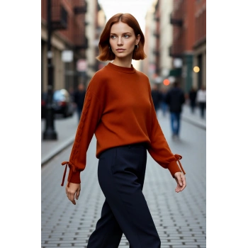 Kadın Günlük Kullanım İçin Regular Kalıp Bisiklet Yaka Düşük Kol Akrilik Triko Kazak Tunik Kışlık