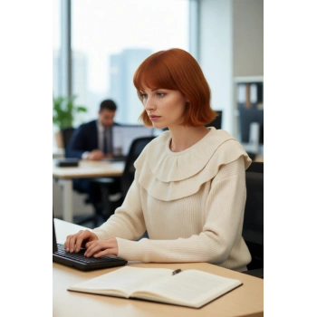 Kadın Günlük ve Şık Uzun Kollu Triko Kazak Fırfır Yaka Detaylı Akrilik Karışım Konfor Kaliteli