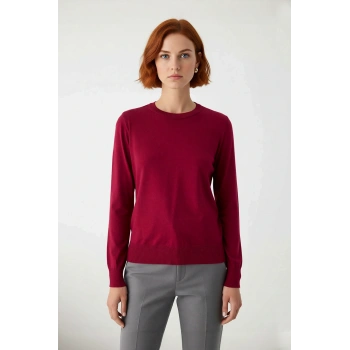 Kadın İnce Triko Bisiklet Yaka Regular Kalıp Düz Standart Kollu Rahat Günlük Kazak Stili Kaliteli