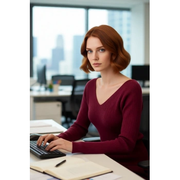 Kadın İnce Triko Fitted Kazak Ajurlu V Yaka Uzun Standart Kol İlkbahar Sonbahar Stili Kaliteli