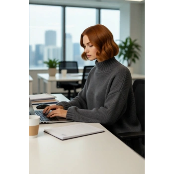 Kadın Kalın Oversize Triko Kazak Dik Yaka Detayıyla Casual Kombinlerin Vazgeçilmezi Kaliteli