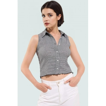 Kadın Kareli Örme Bluz Fitted Kalıp Günlük Tarz Mükemmel Uyum Seçkin Malzeme Şık Görünüm