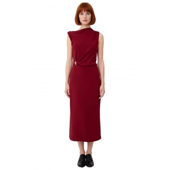 Kadın Kayık Yaka Kolsuz Düz Desenli Dokuma Midi Elbise Casual Ortamlar İçin Zarif Ve Rahat