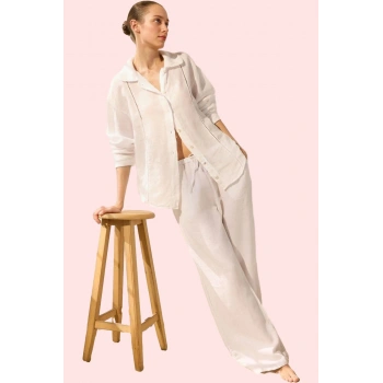 Kadın Keten Gömlek Dik Yaka Uzun Kollu Günlük Yaz Stilin Buluştuğu Yer Vazgeçilmez Tasarım