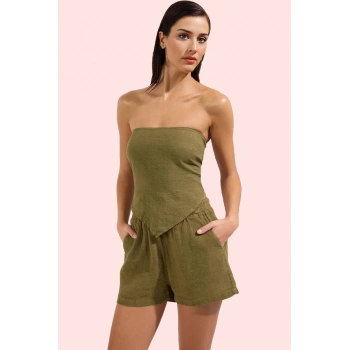 Kadın Keten Şort Yazlık Plaj Şortu Rahat Boru Paça Renk Günlük Kullanım Yaz Aylarının Vazgeçilmezi