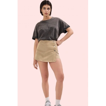 Kadın Kısa Boy Geniş Paça Şort Etek Düz Desen Denim Kumaş Pamuk Yazlık Yaz Aylarının Vazgeçilmezi