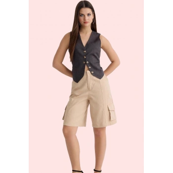 Kadın Kısa Boy Pamuk Geniş Paça Şort; Rahat ve Şık Günlük Stil Hafta Sonu Kaliteli Malzeme