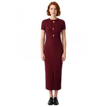 Kadın Kısa Kollu Düz Desen Bodycon Elbise Bisiklet Yaka Ottoman Örme Midi Boy Günlük Stile Uygun