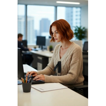 Kadın Kışlık Triko Kazak Regular Kalıp V Yaka Saç Örgü Düşük Kol Crop Fiyonk Detaylı Tasarım