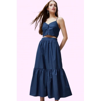 Kadın Kloş Maxi Etek Düz Desenli Rahat Günlük Yazlık Hafta Sonu Yaz Aylarının Vazgeçilmezi