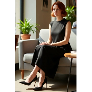 Kadın Kolsuz A Kesim Maxi Elbise Vatka Detaylı Yüzde Yüz Pamuk Örme Yazlık Günlük Şık Tasarım