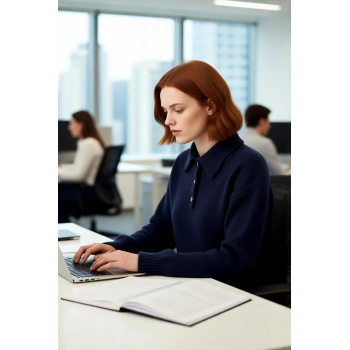 Kadın Lacivert Oversize Triko Kazak Polo Yaka Tasarımıyla Kış Kombinlerine Şıklık Katıyor Kaliteli