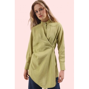 Kadın Lilyum Dokuma Gömlek; Bisiklet Yaka Uzun Kollu Günlük Kullanım Yaz Aylarının Vazgeçilmezi