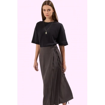 Kadın Maxi Boy A line Dokuma Etek Düz Desen Ramadan Tarzu İş Ve Günlük Modern Tasarım