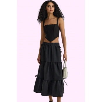 Kadın Maxi Boy A line Paraşüt Dokuma Etek Günlük Şıklık Hafta Sonu Yaz Aylarının Vazgeçilmezi