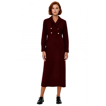 Kadın Maxi Boy Dokuma Elbise Modern Kruvaze Kesim Ceket Yaka İle Şık Görünüm Sunar Kaliteli