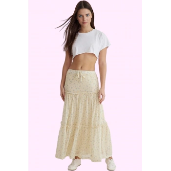 Kadın Maxi Etek Çiçekli Desen Astarlı Skater Kalıp Günlük Kombinler Yaz Aylarının Vazgeçilmezi