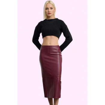 Kadın Maxi Kalem Etek Yüksek Bel Suni Deri Kışlık Günlük Şık Hafta Sonu Yaz Aylarının Vazgeçilmezi