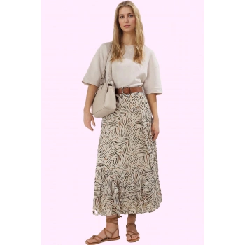 Kadın Maxi Kloş Etek Animal Desenli Rahat Günlük Yazlık Hafta Sonu Yaz Aylarının Vazgeçilmezi