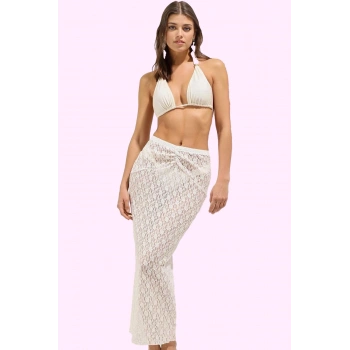 Kadın Maxi Örme Plaj Etek Düz Desen Büzgü Detayli Yazlık Günlük Kullanım Dayanıklı Malzeme