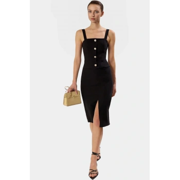 Kadın Midi Bodycon Elbise 88% Polyester 12% Elastan İş Ve Özel Günler İçin Şık Görünüm