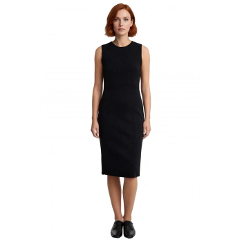 Kadın Midi Boy Bisiklet Yaka Siyah Kolsuz Triko Elbise Modern Şıklık Sunan Basic Tasarım Seçeneği