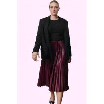 Kadın Midi Boy Piliseli Etek Kemerli Günlük Şıklık Modern Tasarım Yaz Aylarının Vazgeçilmezi