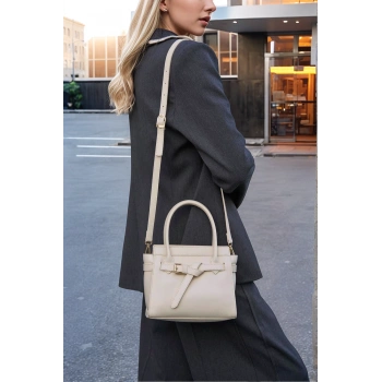 Kadın Mini Kemer Detaylı Zarif El ve Omuz Kullanımına Uygun Çanta Modeli