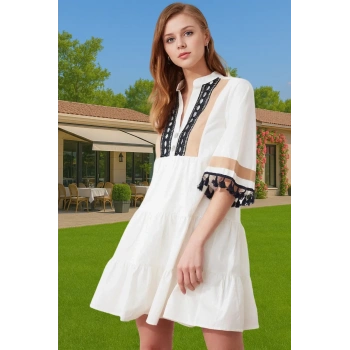 Kadın Mini Pamuk Poplin Elbise Rahat Düz Kesim Yazlık Özel Tasarım Modern Stil Premium Kalite