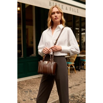 Kadın Mini Tote Vegan Deri El Çantası Gold Toka Günlük ve İş Trend Tasarım Modern Stil Mükemmel Uyum