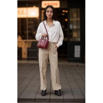 Kadın Minimal Tote Çanta Suni Deri Omuz El Çantası Gold Toka Şık Rahat Kullanım Günlük Kullanım İçin