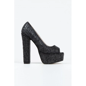 Kadın Moda Gold Sultan Full Inci Taşlı Klasik Köşe Kalıplı Kalın Düğün Nişan Gece Abiye Ayakkabı