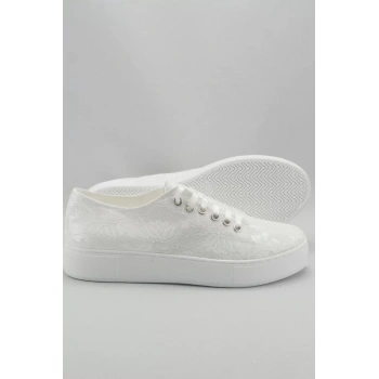 Kadın Moda Şık Beyaz Dolgu Topuklu Ayakkabı Topuklu Düğün Nişan Gece Abiye Ayakkabı