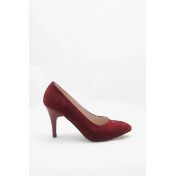 Kadın Moda Şık Bordo Klasik Topuklu Ayakkabı Topuklu Düğün Nişan Gece Abiye Ayakkabı