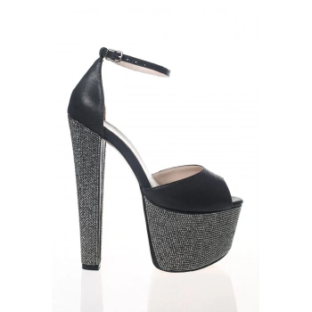 Kadın Moda Şık Fuşya Saten Ökçe Poli Taş Yüksek Topuk Topuklu Düğün Nişan Gece Abiye Ayakkabı