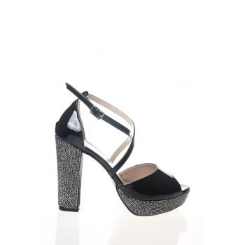 Kadın Moda Şık Gold Ayna Ökçe Poli Taş Topuklu Zarif Tasarım Düğün Nişan Gece Abiye Ayakkabı