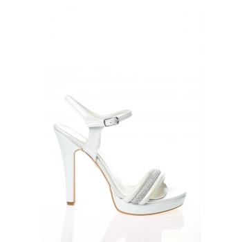 Kadın Moda Şık Gold Ayna Sıra Taşlı Topuklu Zarif Tasarım Düğün Nişan Gece Abiye Ayakkabı