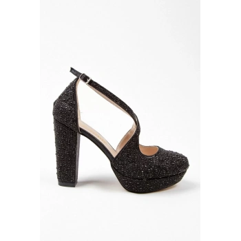 Kadın Moda Şık Gold Full Inci Taş Yüksek Topuk Düğün Nişan Gece Abiye Ayakkabı