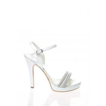 Kadın Moda Şık Gümüş Ayna Double Topuklu Zarif Tasarım Düğün Nişan Gece Abiye Ayakkabı